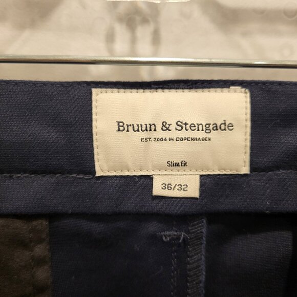 Bruun and Stengade Cotton Spandex Navy Chino Men's Pants Size 36 - Picture 10 of 14